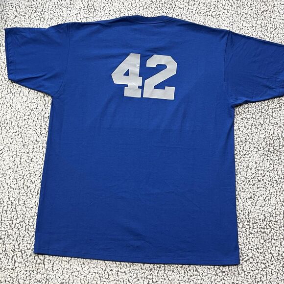 VTG 90s BMW Racing Shirt Mens XL Blue #42 Embroidered Patch Logo Jerzees USA - Picture 6 of 9